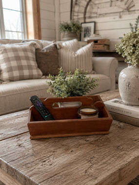 Vintage Wooden Farmhouse Tool Box Country Decor Caddy